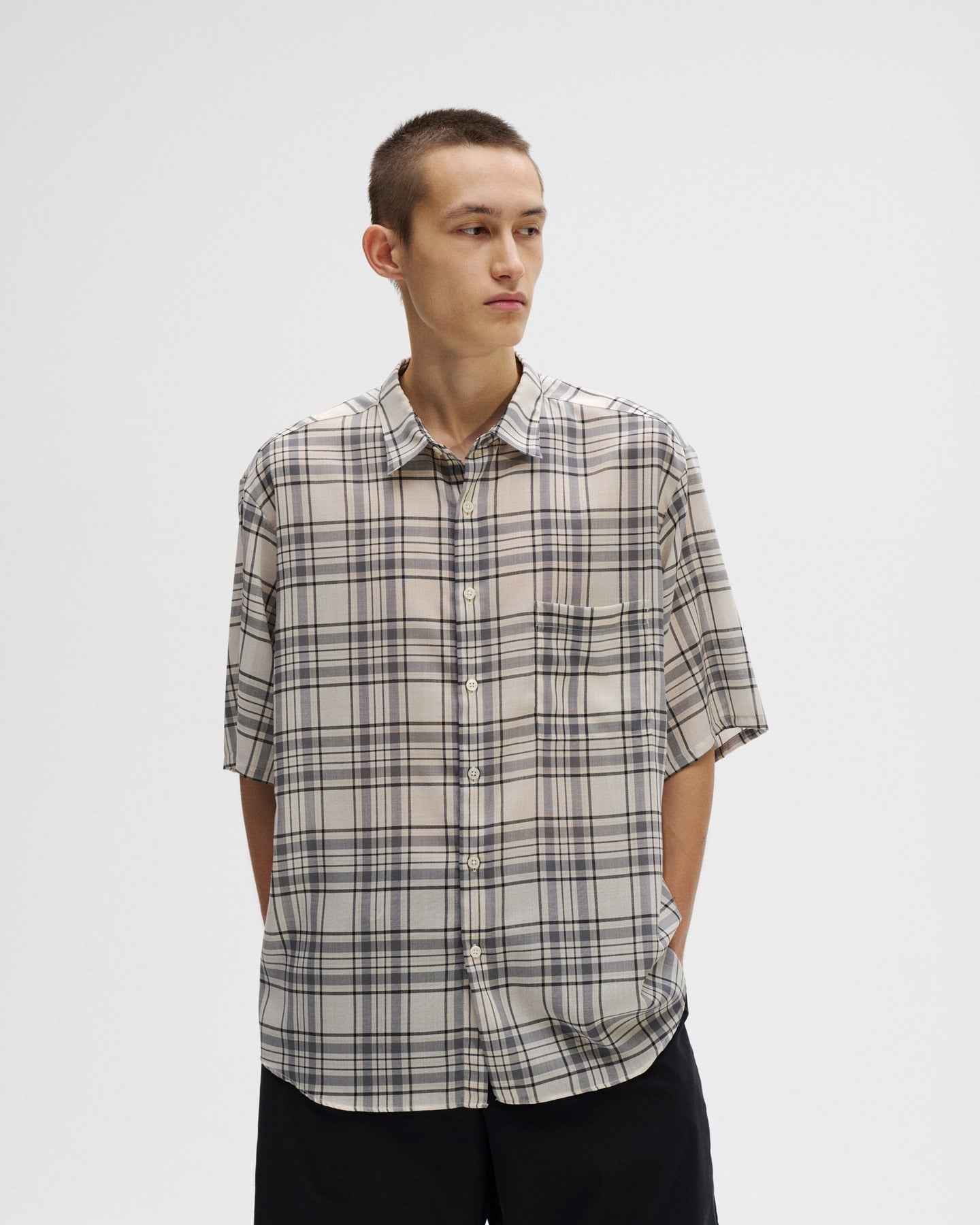 SOPHNET. 25S/S SUMMER WOOL CHECK S/S SHIRT  SOPH-250020 
