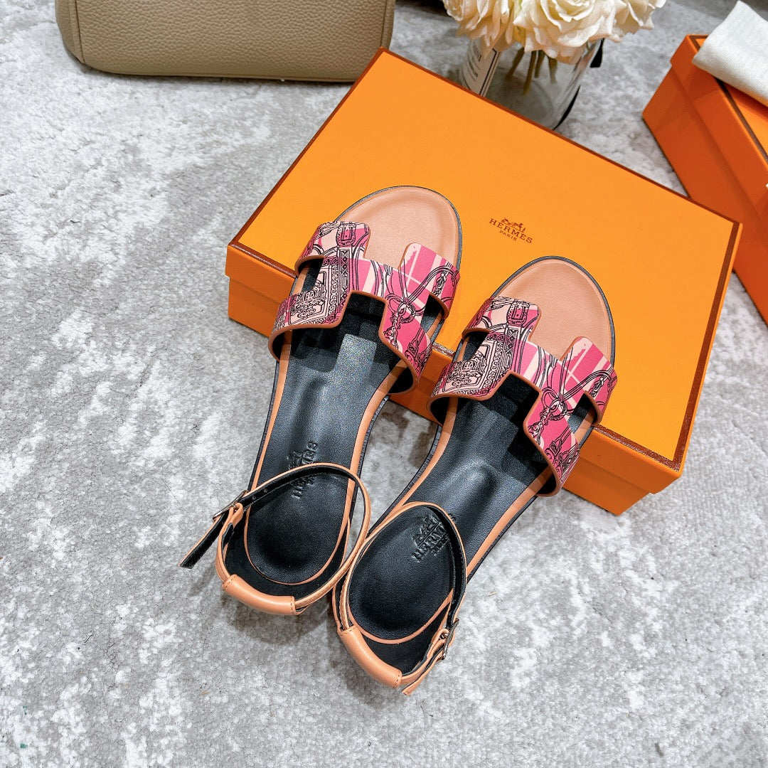 SANTORINI SANDAL BLACK MIX LIGHT PINK CALFSKIN WITH PATTERN、mysite、Cacoeks