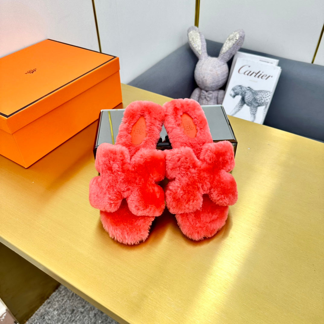 0RAN SHEARLING SANDALS RED PINK、mysite、Cacoeks