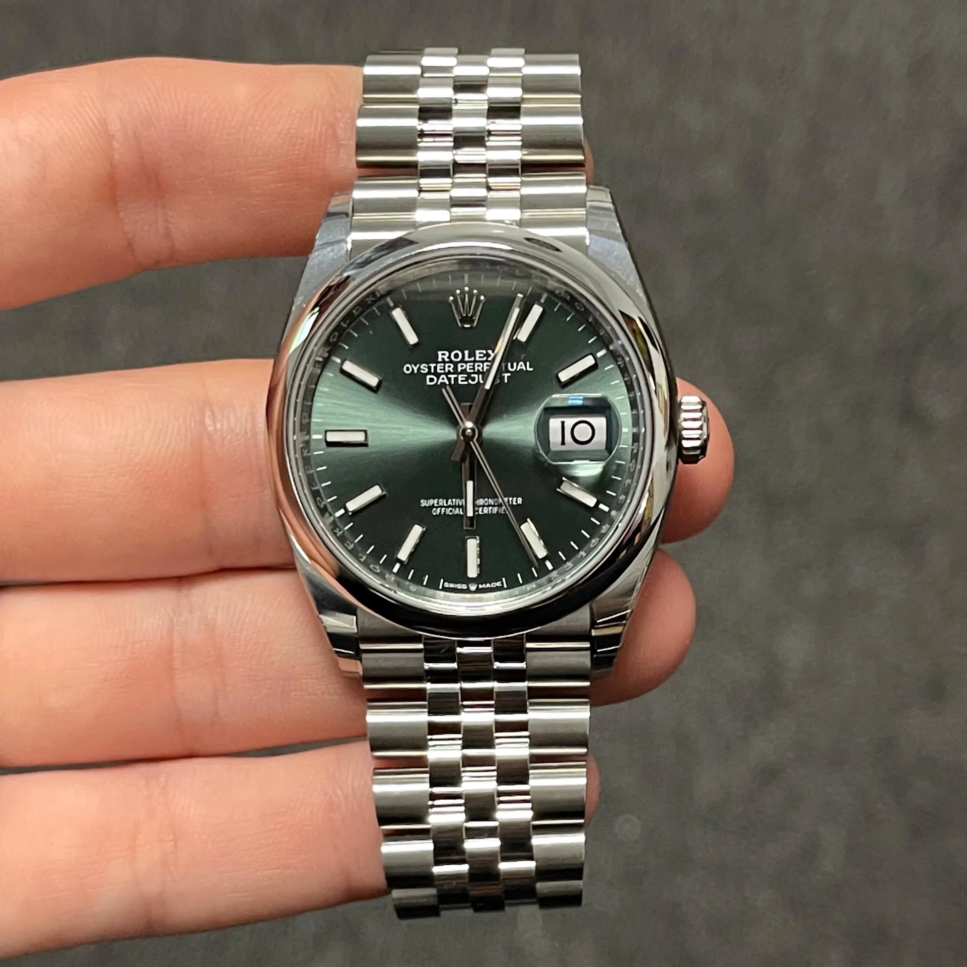 2022 Rolex Datejust 36 Smooth / Mint Green / Jubilee 126200-0023 Listing Image 1