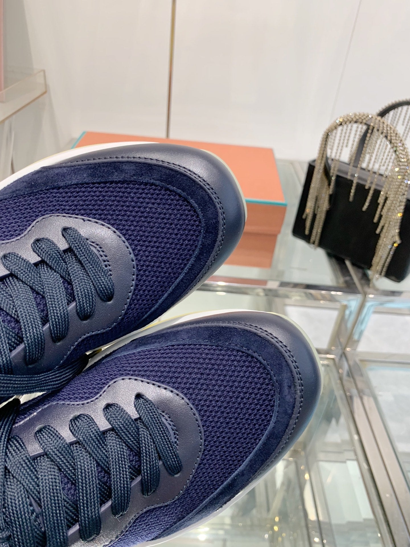 SNEAKER IN MIDNIGHT BLUE CANVAS MIX SUEDE WITH LAMBSKIN、mysite、Cacoeks