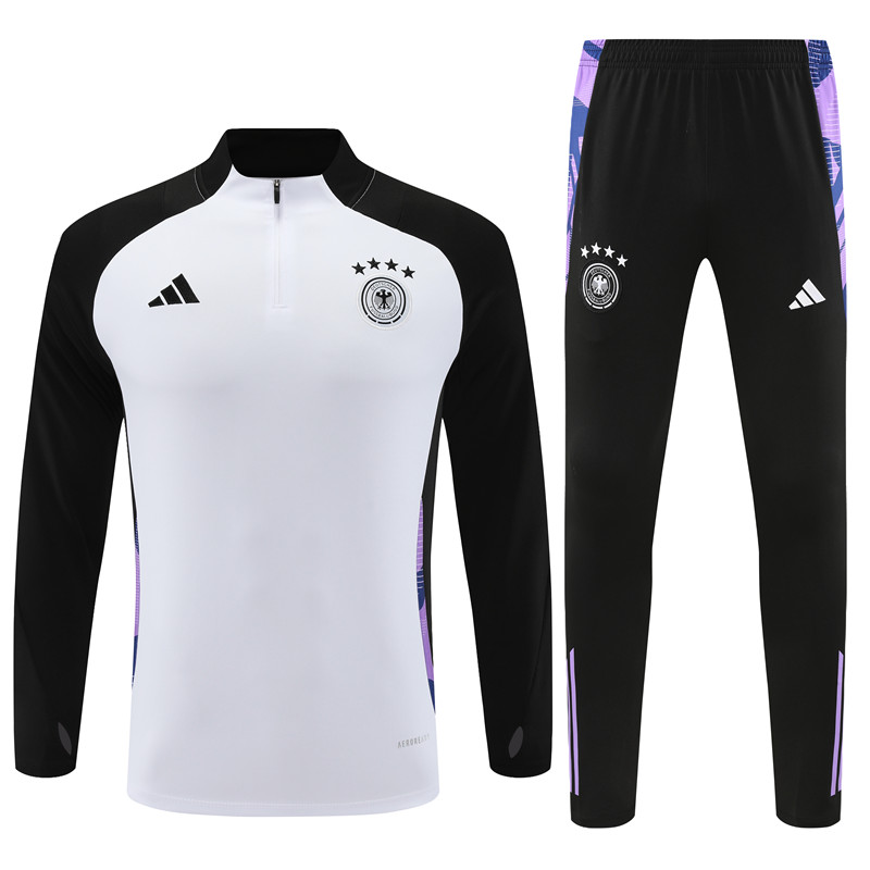 Higojerseys-Germany 2024 Long Sleeve Training Set - White With Black