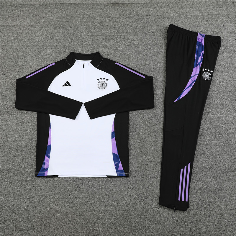 Higojerseys-Germany 2024 Long Sleeve Training Set - White With Black