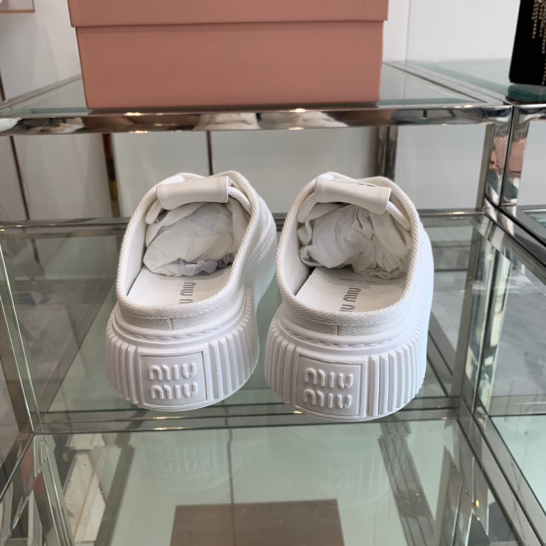 Mule Shoes White Canvas、mysite、Cacoeks