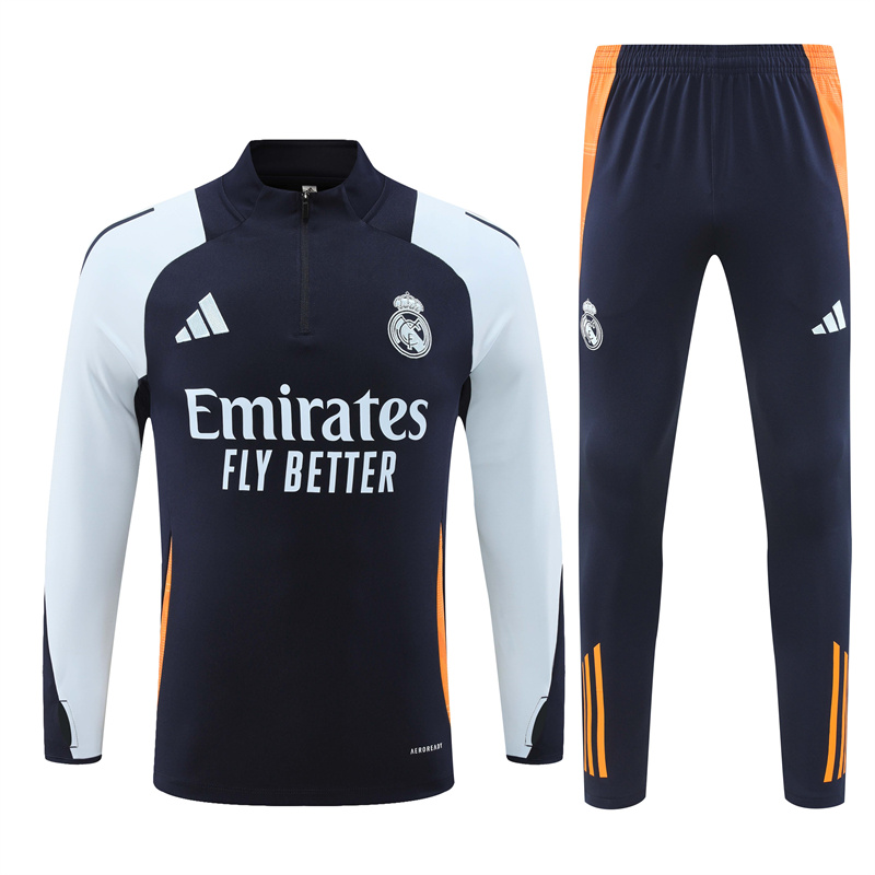 JerseysGala.com | Real Madrid 24-25 Long Sleeve Training Set - Deep Blue -Customize Name, Number and Patch | Worldwide Shipping