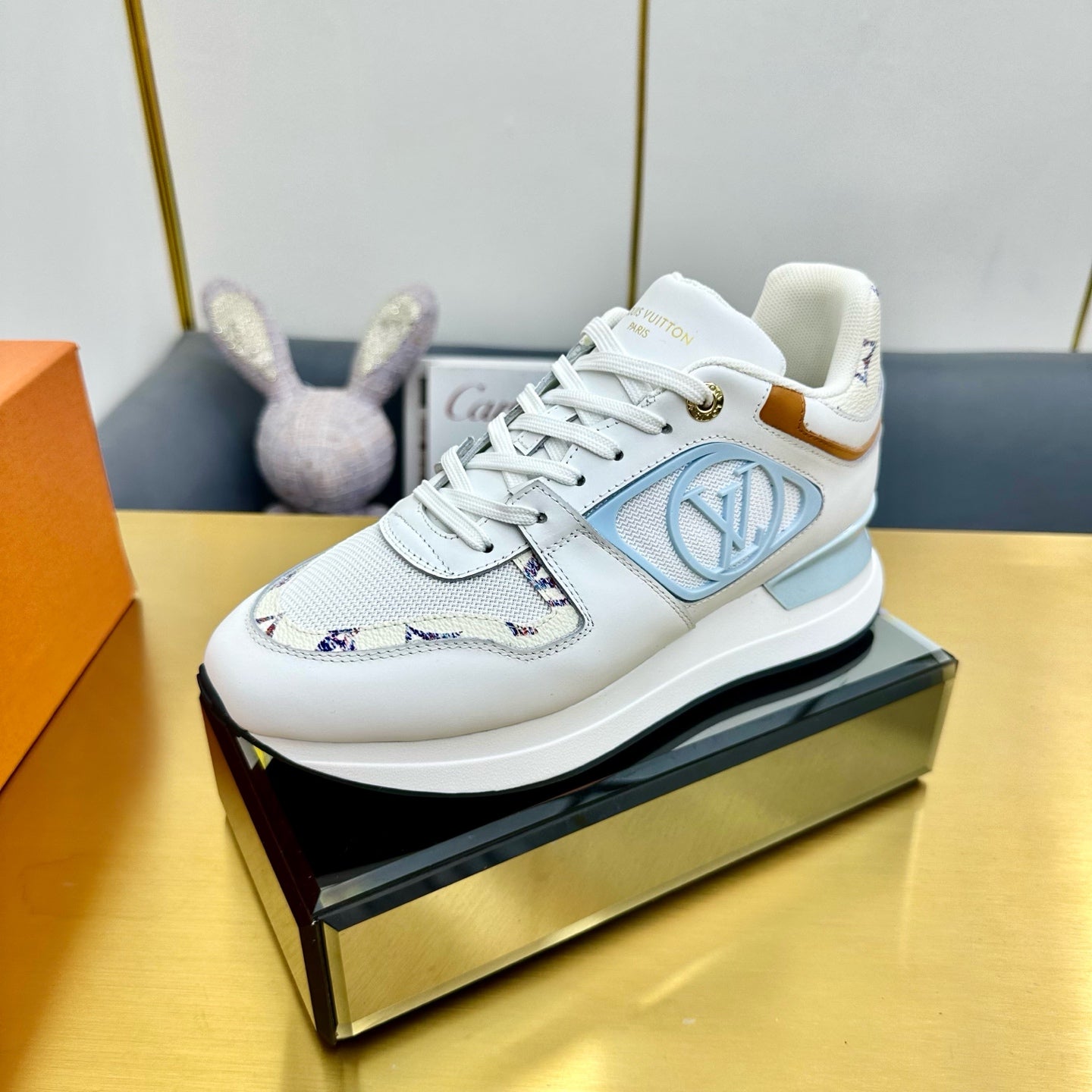 NEO RUN AWAY SNEAKER IN WHITE MIX SKY BLUE CALFSKIN、mysite、Cacoeks