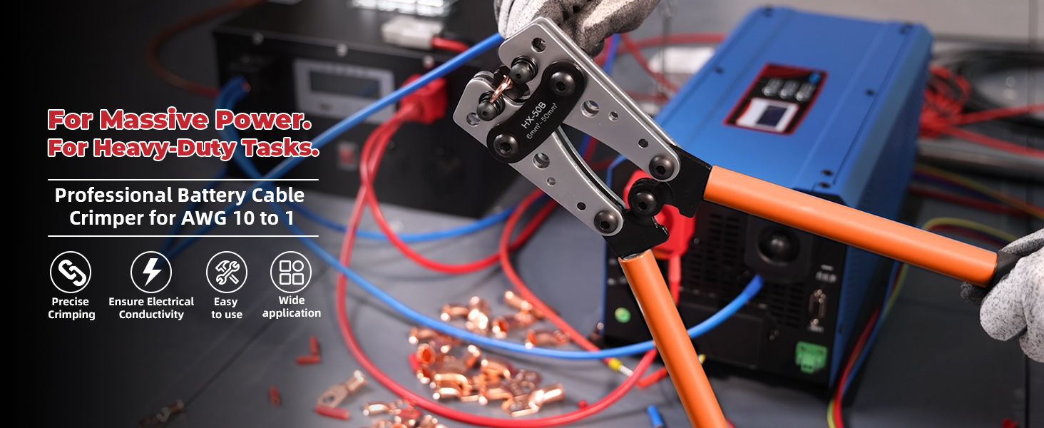 Battery Cable Lug Crimping Tool for AWG10-1