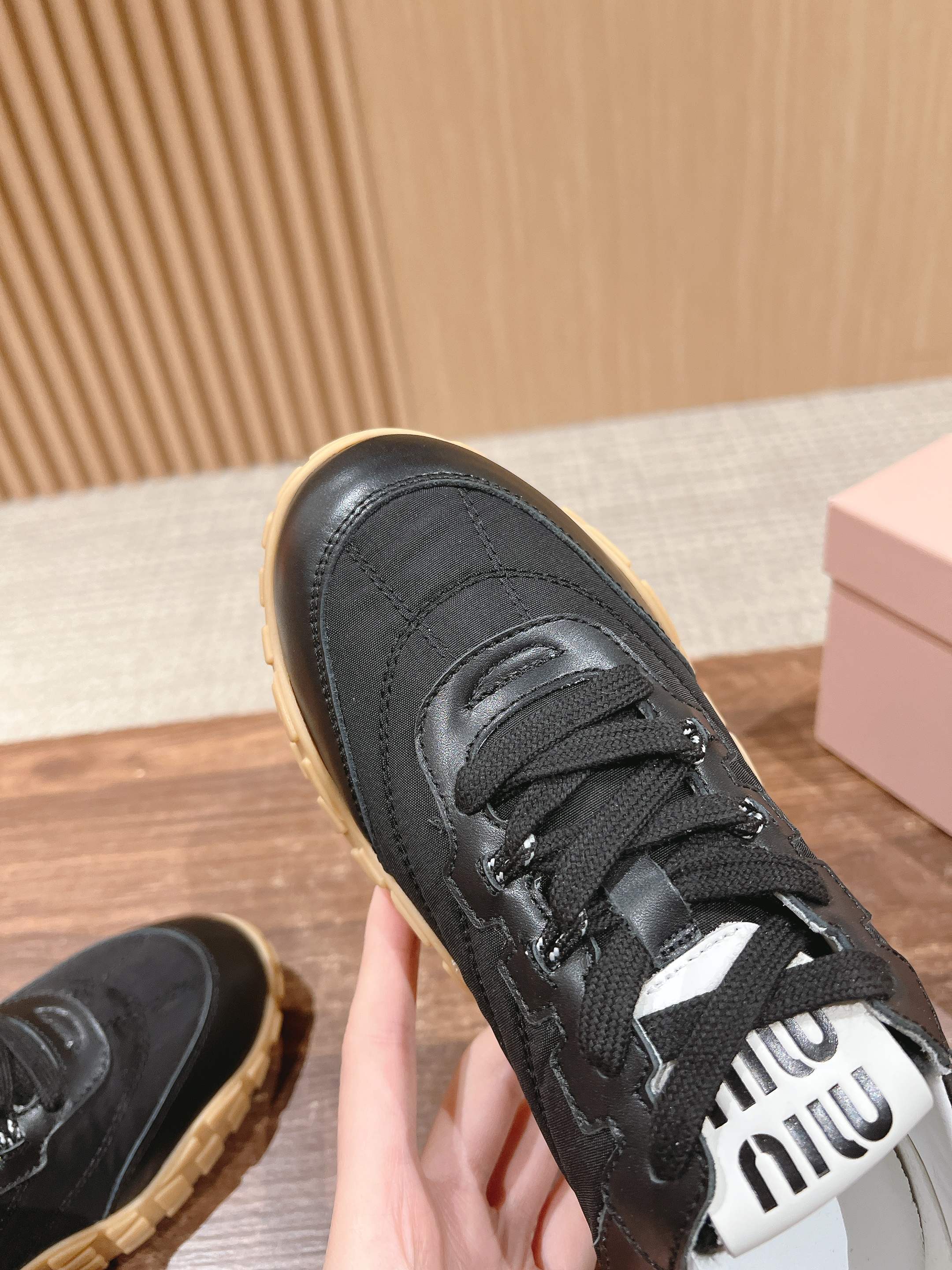 RUNNING SNEAKERS IN BLACK LAMBSKIN AND FABRIC ANTI-SLIP RUBBER SOLE、mysite、Cacoeks