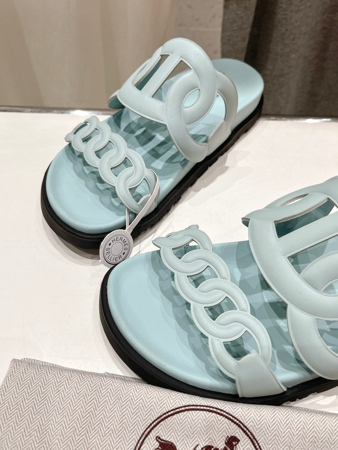 EXTRA SANDAL PASTEL PASTEL BLUE CALFSKIN、mysite、Cacoeks