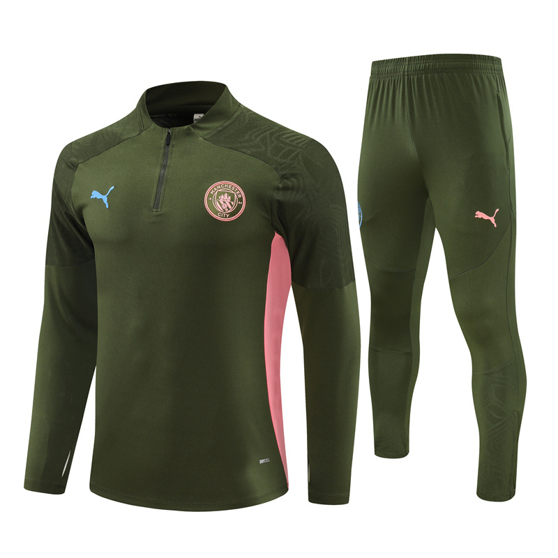 JerseysGala.com | Manchester City 24-25 Long Sleeve Training Set - Army Green -Customize Name, Number and Patch | Worldwide Shipping