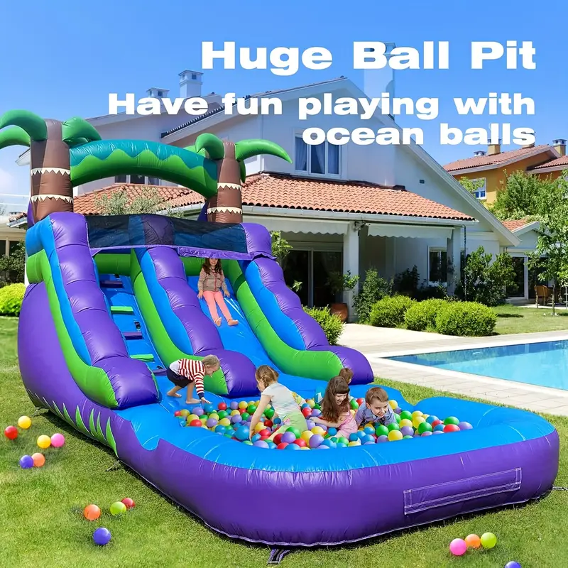 21ft blue purple pvc commercial grade water slide inflatable with for kids adult outdoor summer party water play details 0