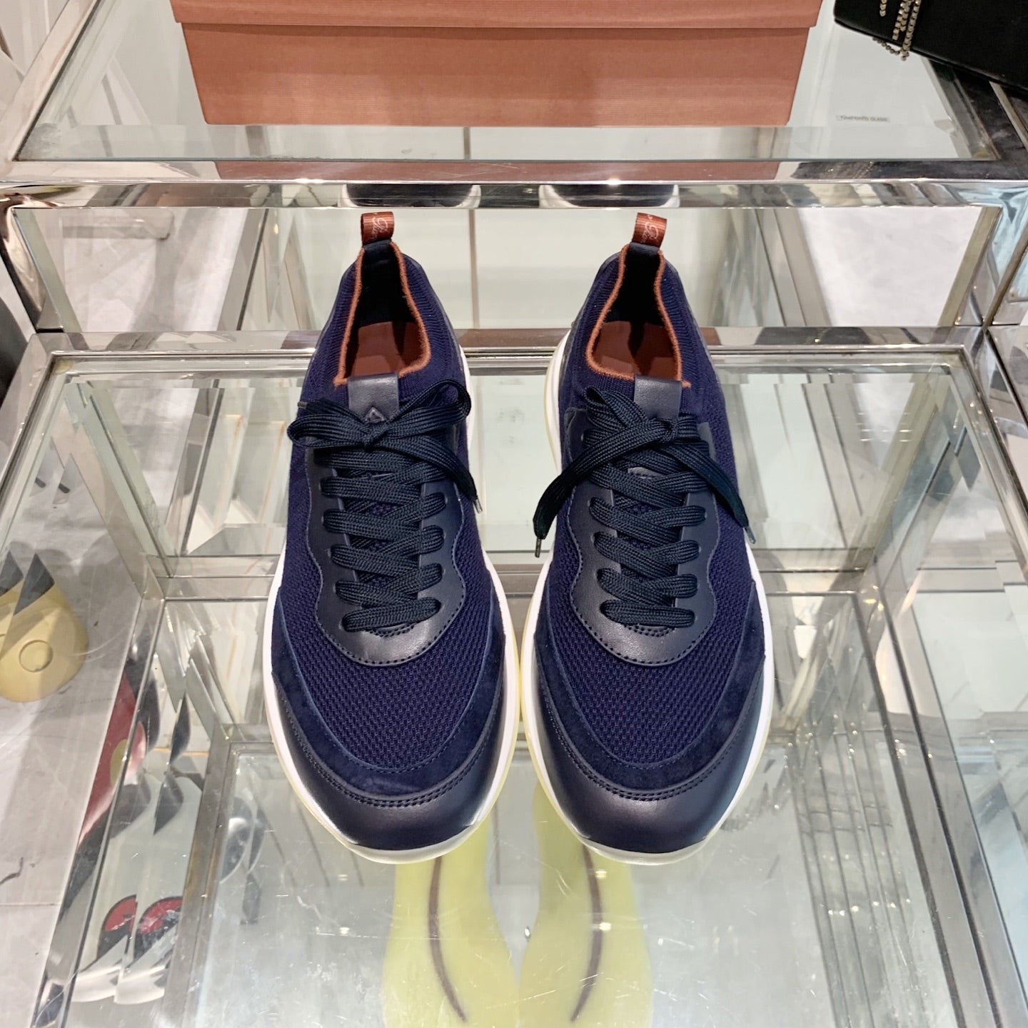 SNEAKER IN MIDNIGHT BLUE CANVAS MIX SUEDE WITH LAMBSKIN、mysite、Cacoeks