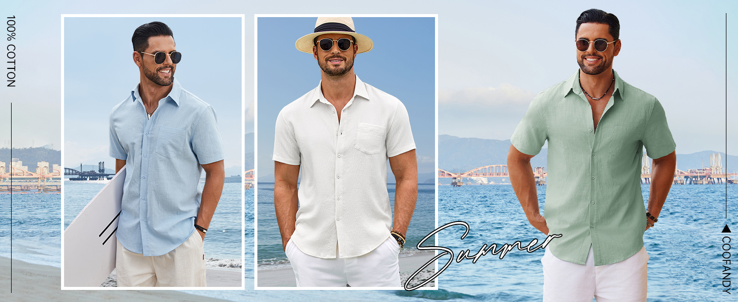 summer button down shirt men