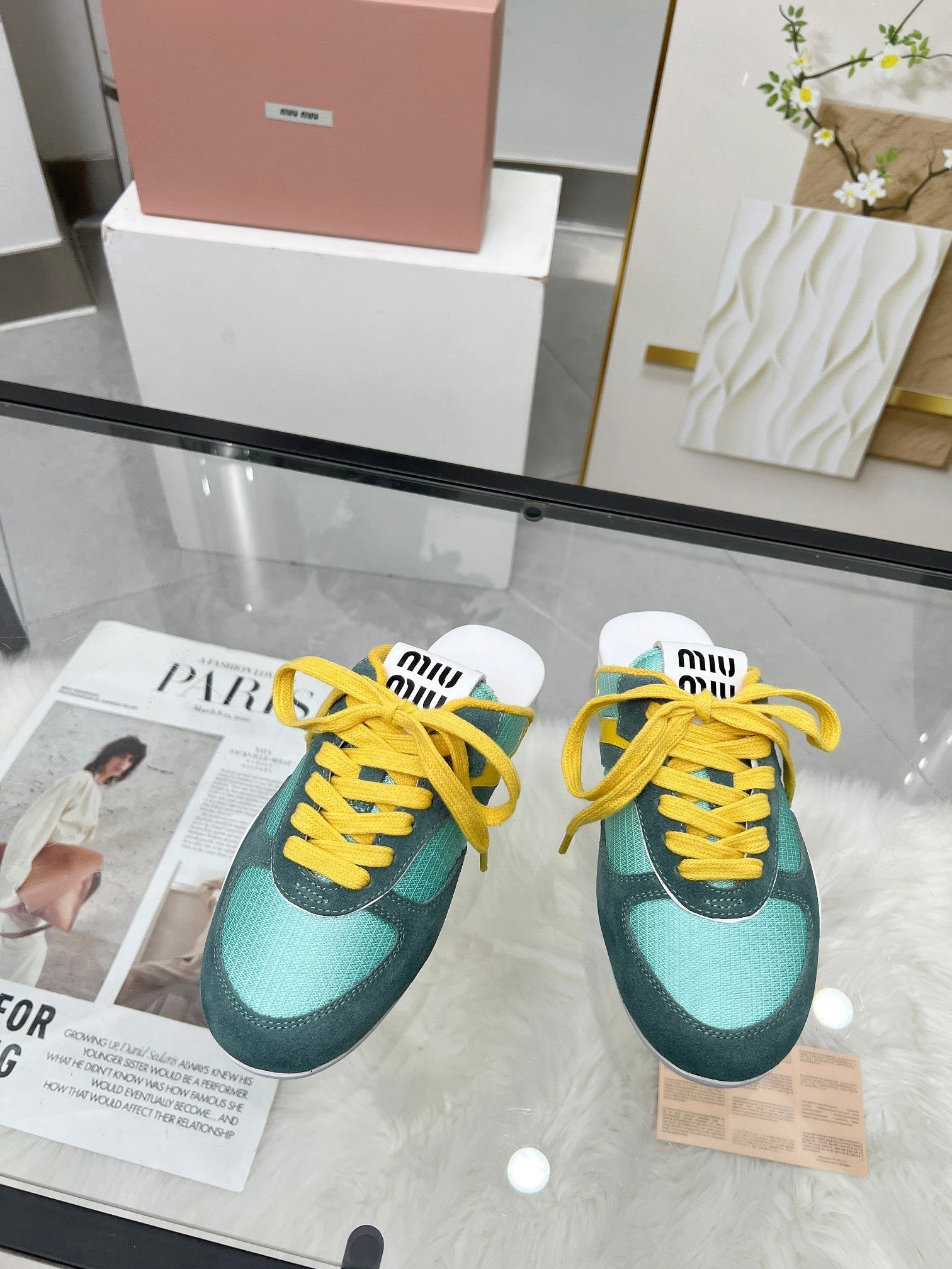 GYMNASIUM SNEAKERS MULES PERSIAN SUEDE AND DARK GREEN TECHNICAL FABRIC、mysite、Cacoeks