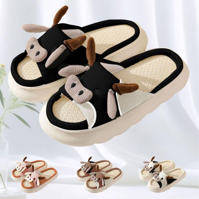 Cartoon Animal Shape Slippers, Womens Four Seasons Home Linen Slippers锛�Winter Warm Shoes