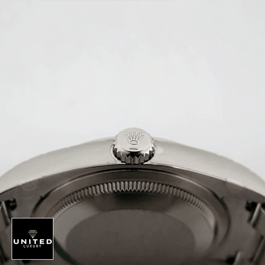 Rolex Oyster Perpetual Datejust White Dial 116200 Replica 1 Rolex Perpetual Datejust 116200 S.Steel Case Replica Right Side Steel Crown Pusher