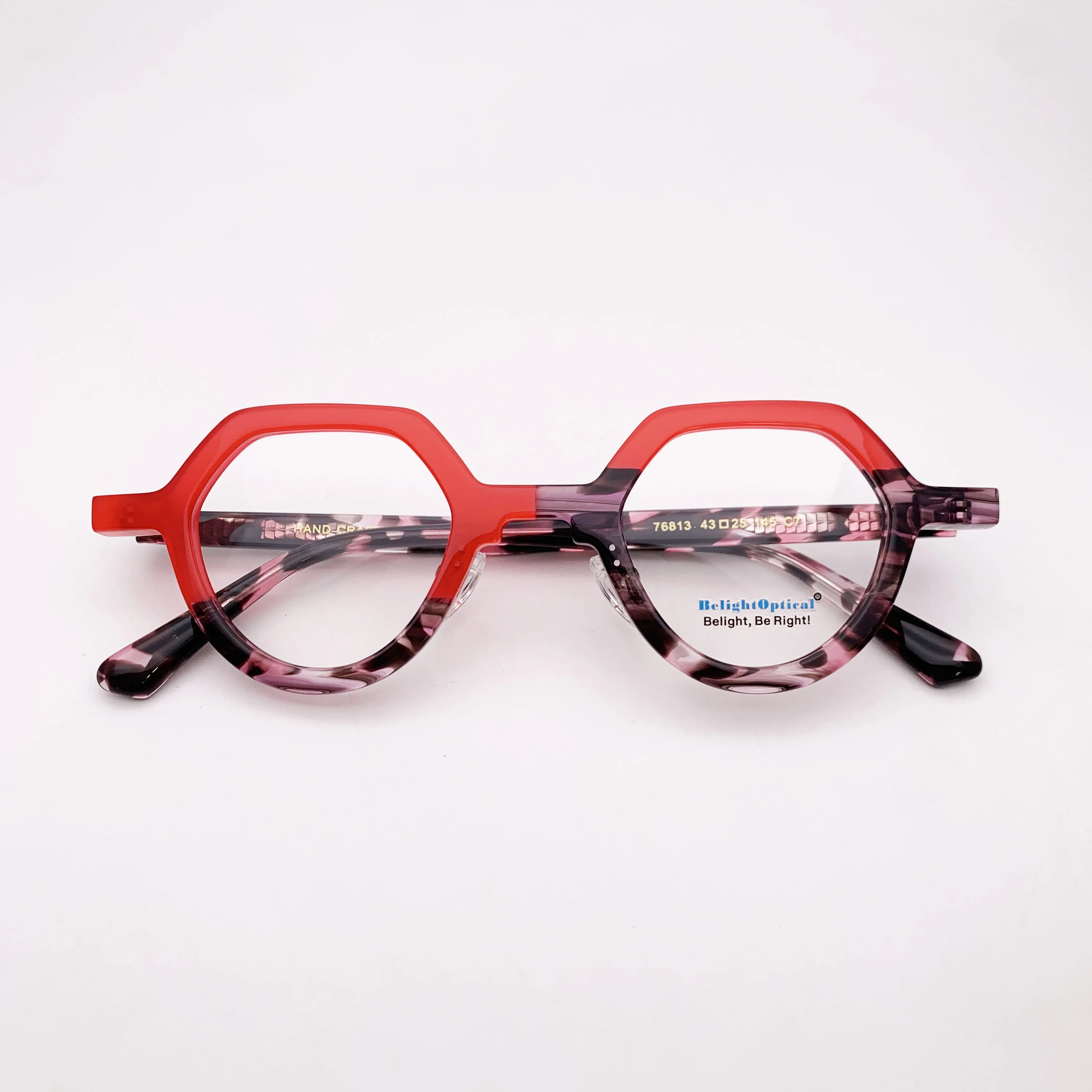 Fancy Colorful Vintage Combine Color Pear Peach Shape Optical Glasses Spectacle Frame Prescritpion Lens Women Style 76813