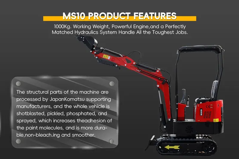 1 ton mms mini excavator heavy duty crawler excavator with bucket thumb clamp 13 5   engine for digging trenching construction ideal for   gardens diy compact powerful easy to   us stock fast delivery Product details 6