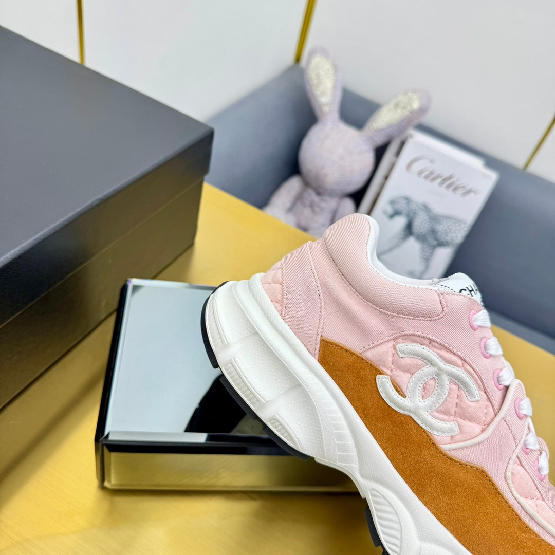 DAD SNEAKER IN LIGHT PINK LAMBSKIN AND GINGER ORANGE SUEDE、mysite、Cacoeks
