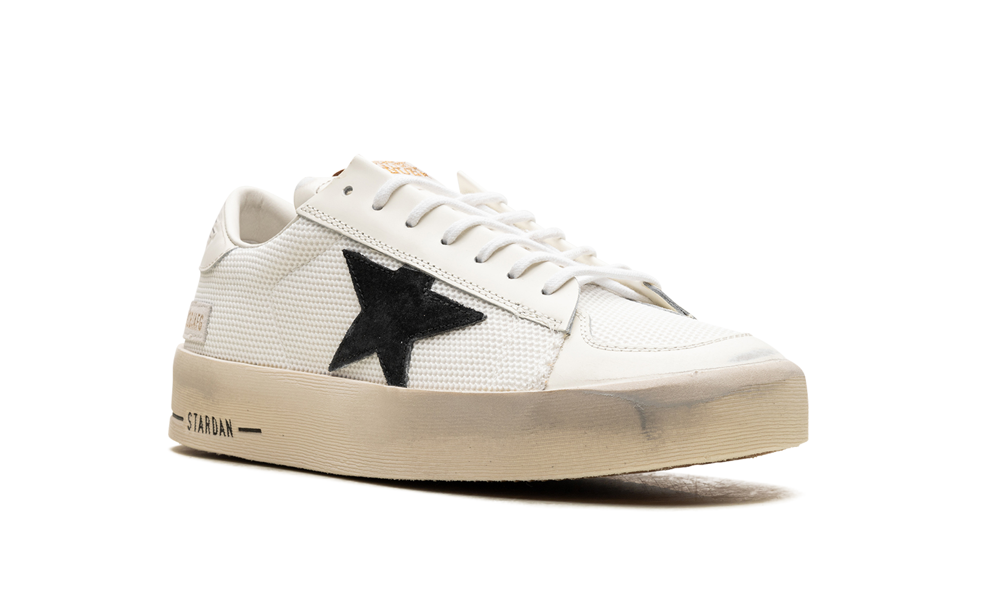 STARDAN NET UPPER SHINY LEATHER TOE AND HEEL SUEDE STAR "WHITE BLACK"、mysite、Cacoeks