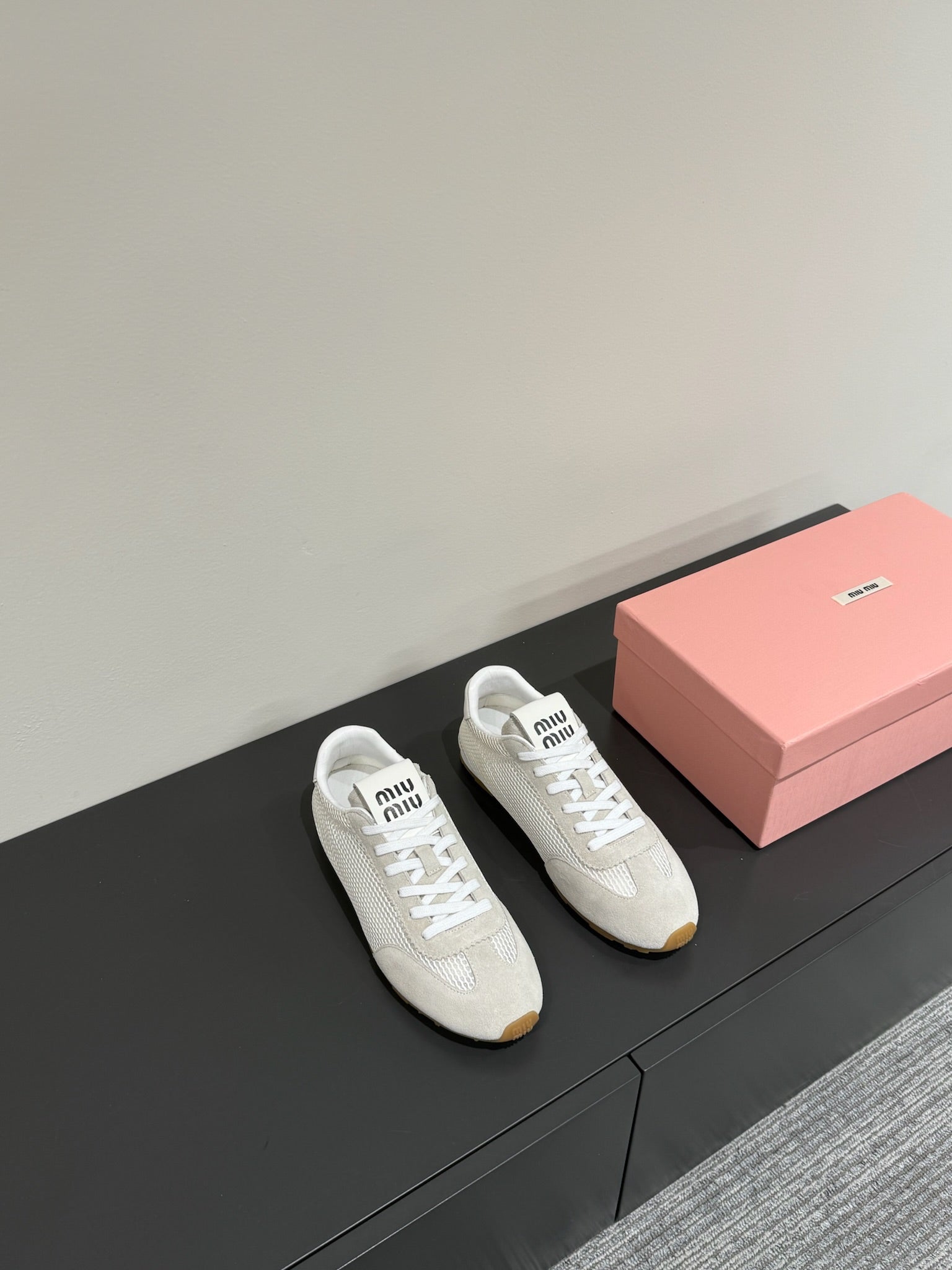 RETRO SNEAKERS IN BEIGE MESH AND SUEDE、mysite、Cacoeks