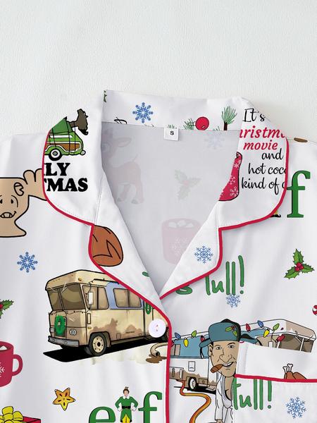 【Christmas Pajamas】Women's Christmas Pajama Set, Elegant Long Sleeve Top & Pants, Comfortable Home Wear, Fall Winter, Cute Holiday Gift Idea，christmas movie,Pajama Day,Pajama Party,christmas Vacation,EIF,Clark Christmas, Loungewear