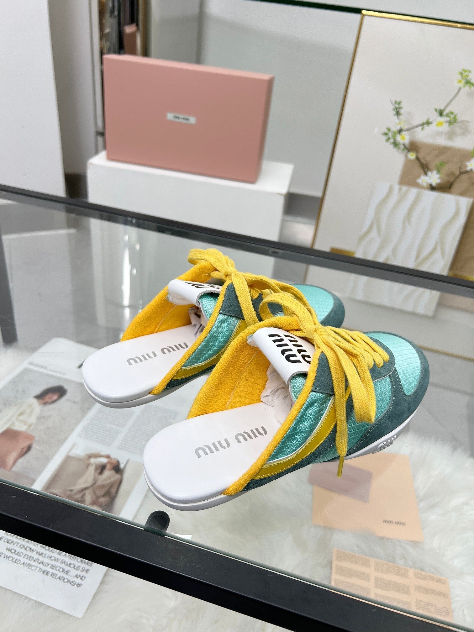 GYMNASIUM SNEAKERS MULES PERSIAN SUEDE AND DARK GREEN TECHNICAL FABRIC、mysite、Cacoeks