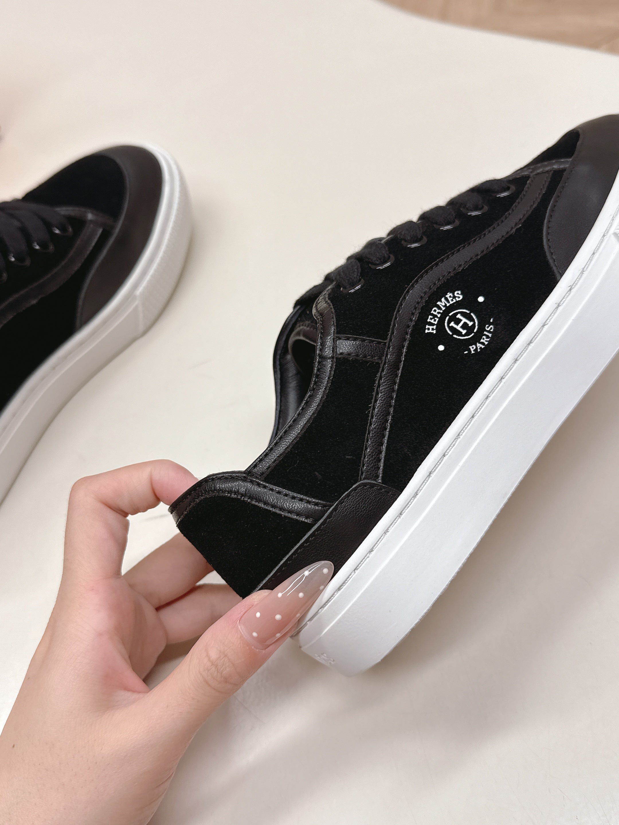 HM 25S SNEAKER LOW SPORTS IN BLACK SUEDE MIX LAMBSKIN、mysite、Cacoeks