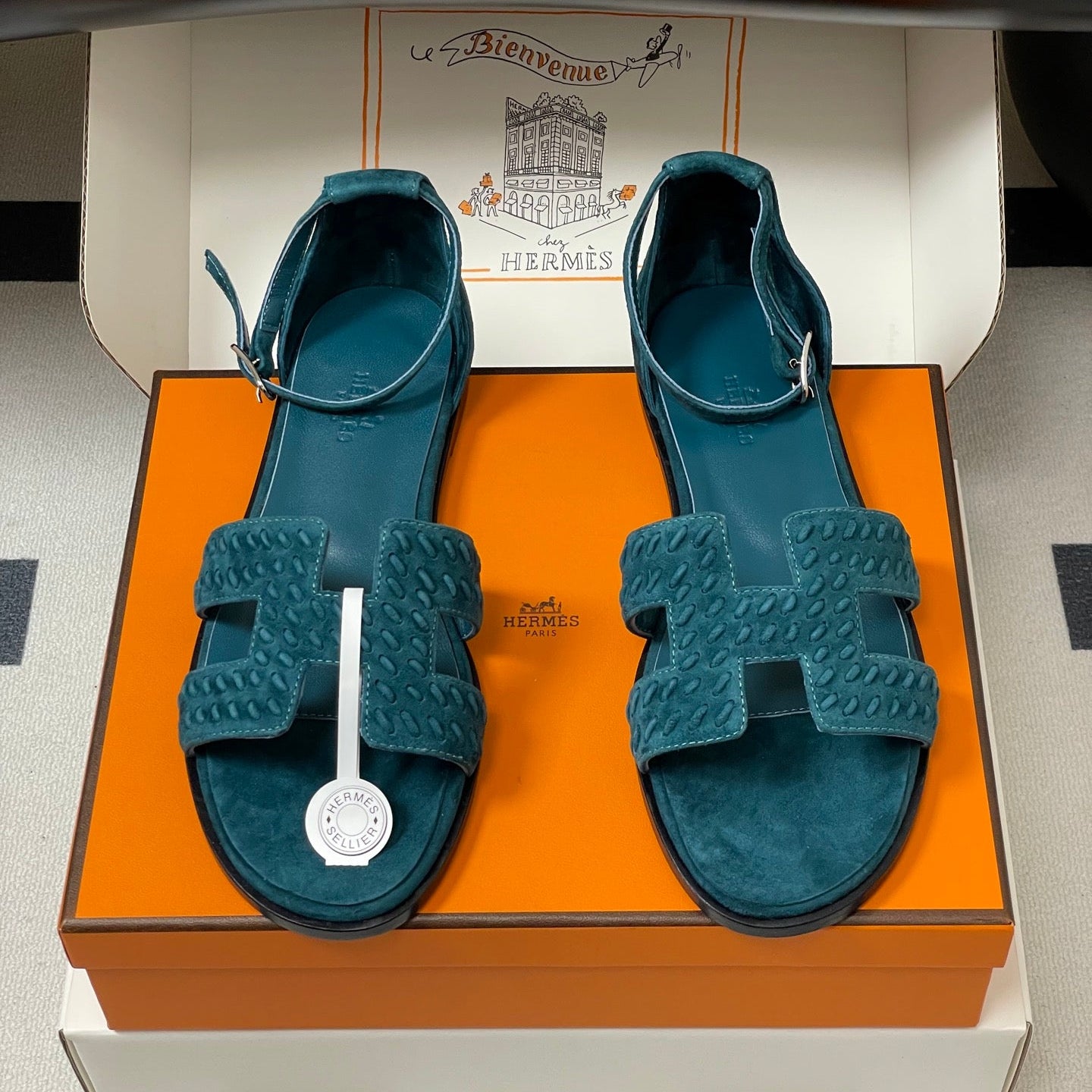 HM 25S SANTORINI SANDAL IN DARK BLUE SUEDE AND LAMBSKIN、mysite、Cacoeks