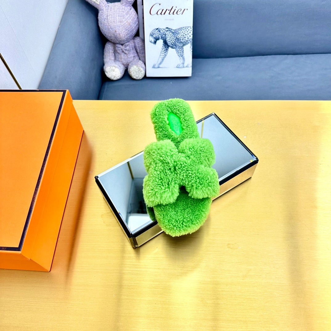 0RAN SHEARLING SANDALS CHARTREUSE GREEN、mysite、Cacoeks