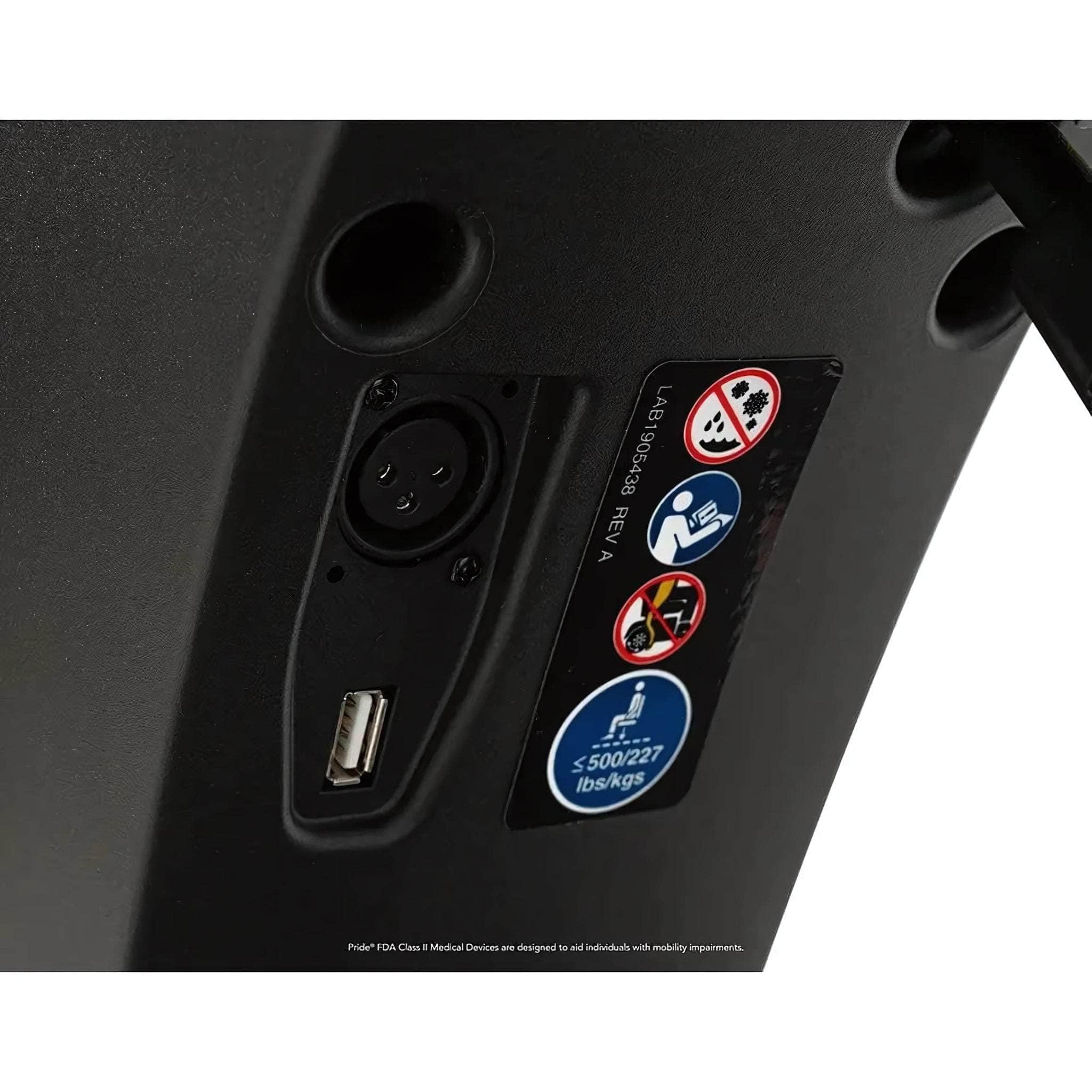 Maxima 4-Wheel Mobility Scooter charging port