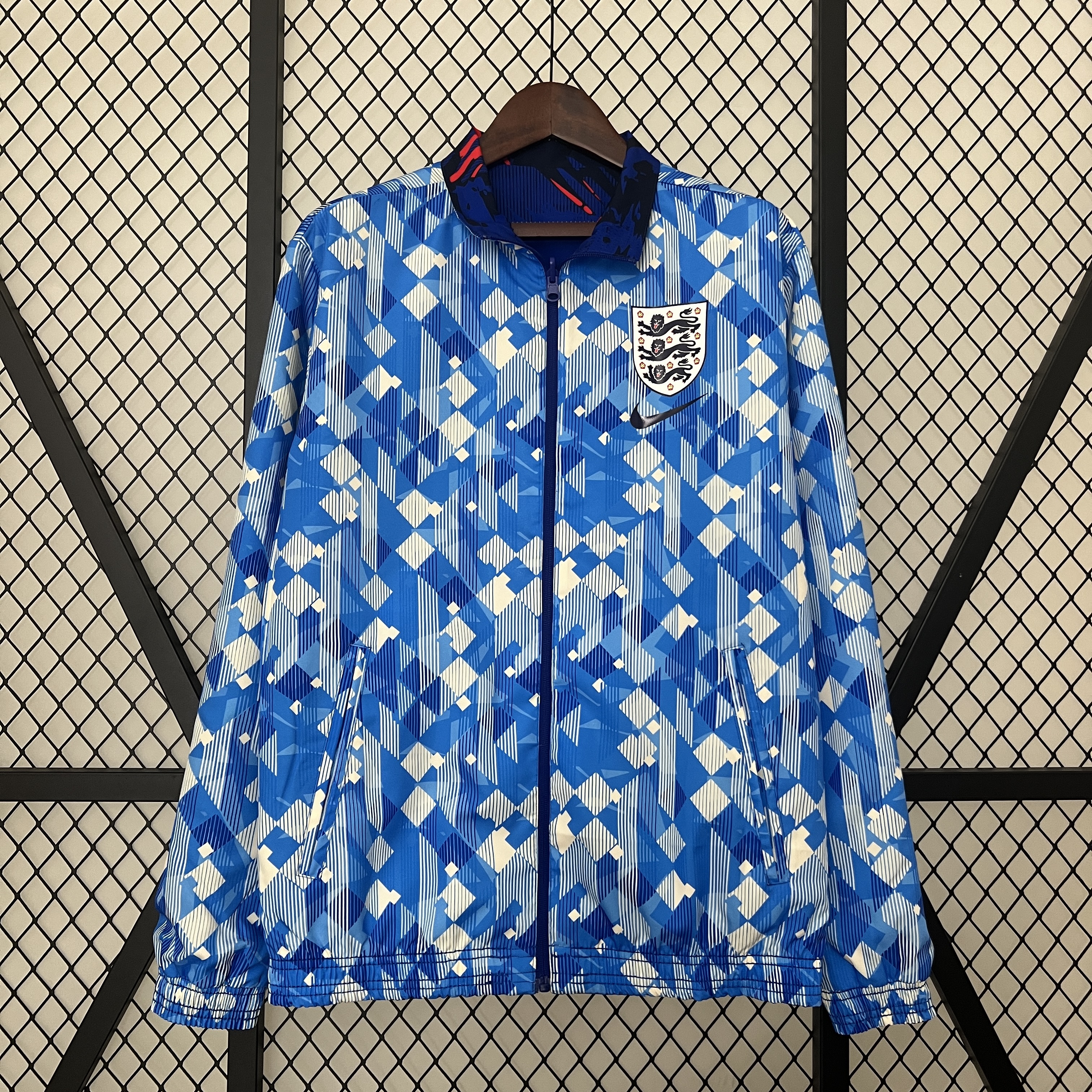 Higojerseys-England 2024 Double Sided Reversible Windbreaker - Blue