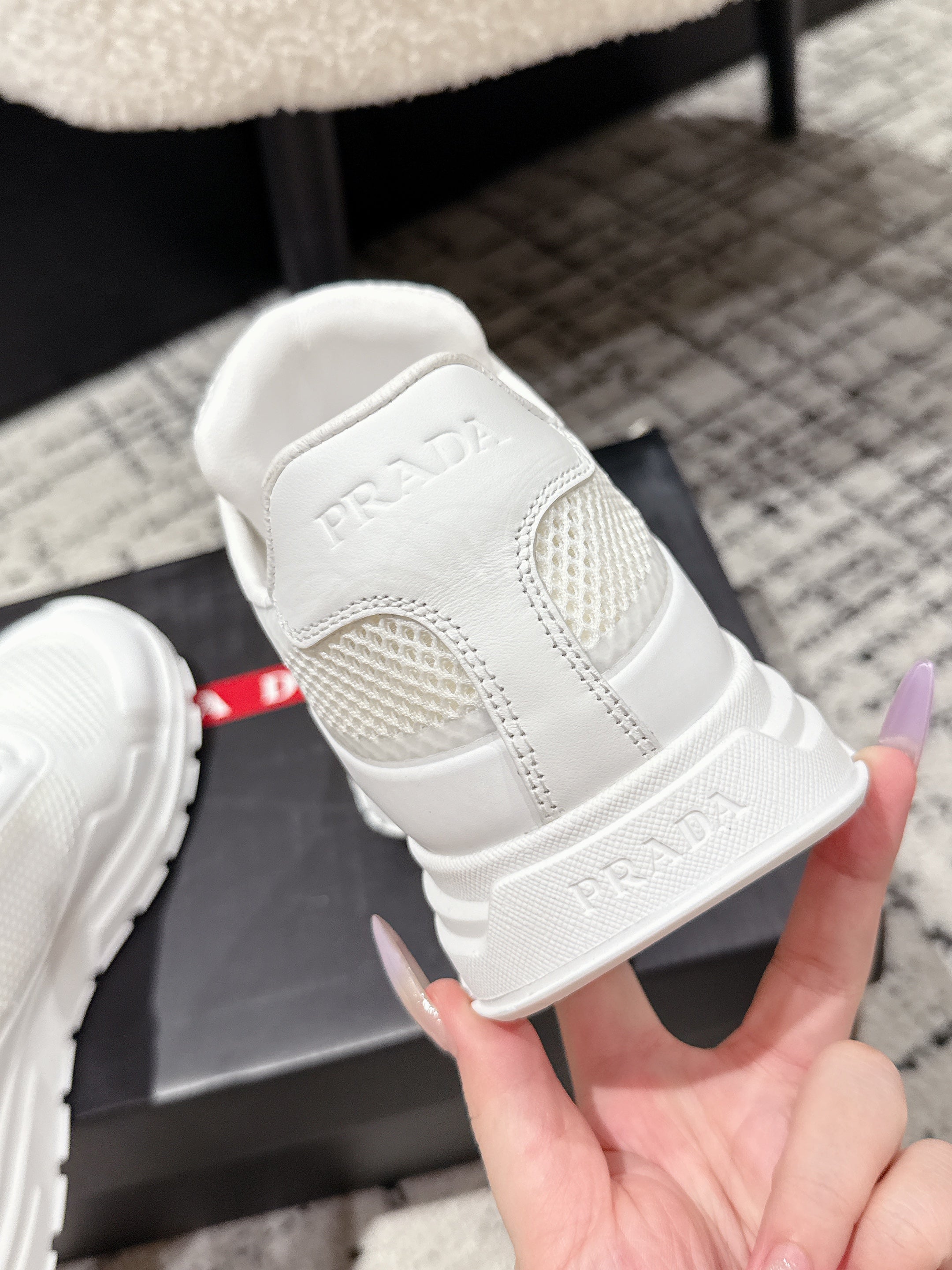 PRADA 25S MEN SNEAKERS IN WHITE CANVAS、mysite、Cacoeks