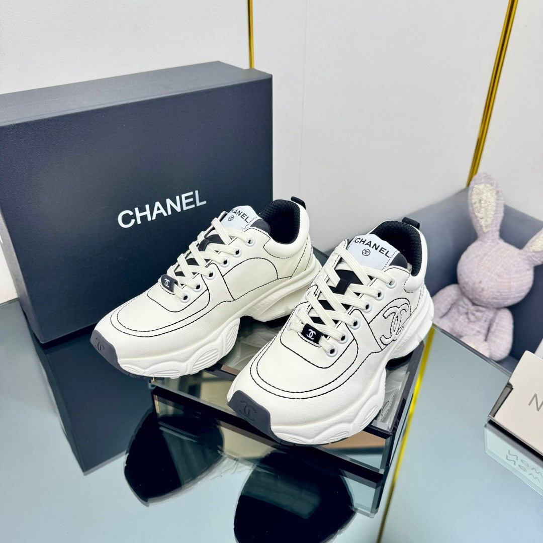 TRAINERS SNEAKER IN WHITE CALFSKIN WITH BLACK EMBROIDERED、mysite、Cacoeks