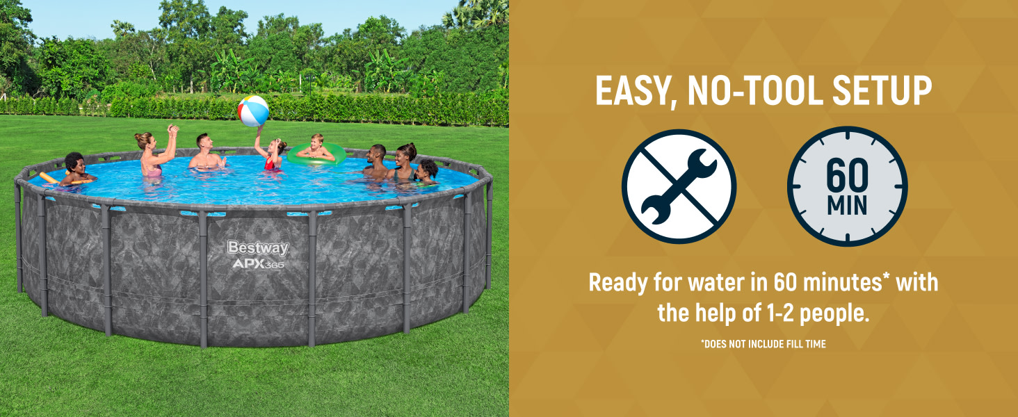 Pool is easy to set-up and no tool required