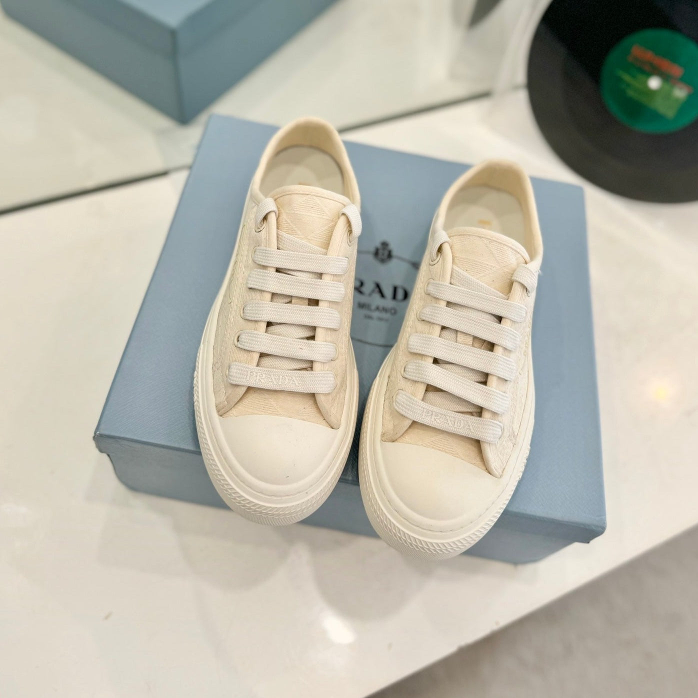 PRA PRINTED COTTON SNEAKERS BEIGE CANVAS、mysite、Cacoeks