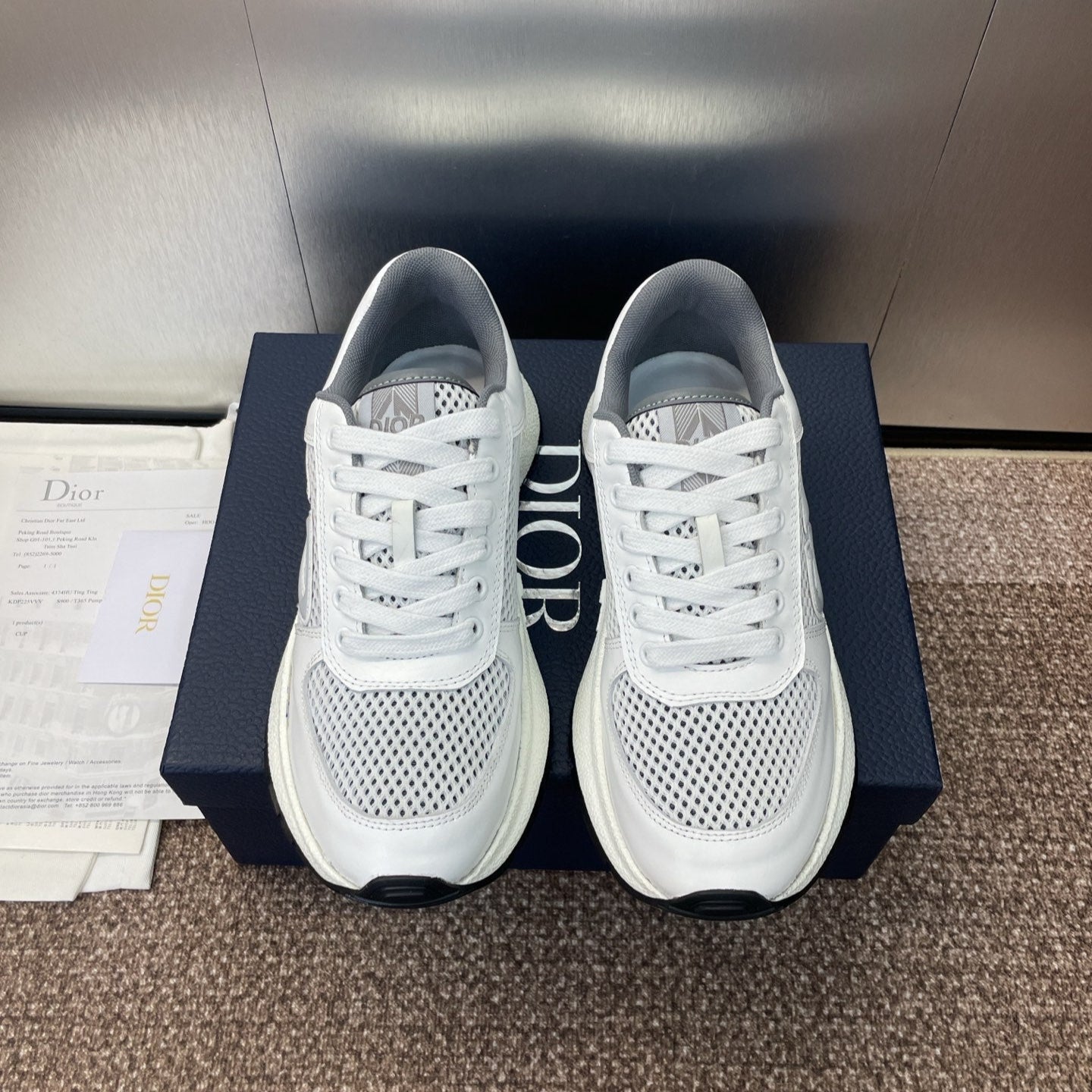 DIOR 25S D-RUN'N COUPLE SNEAKERS IN WHITE GRAY CALFSKIN AND MESH、mysite、Cacoeks
