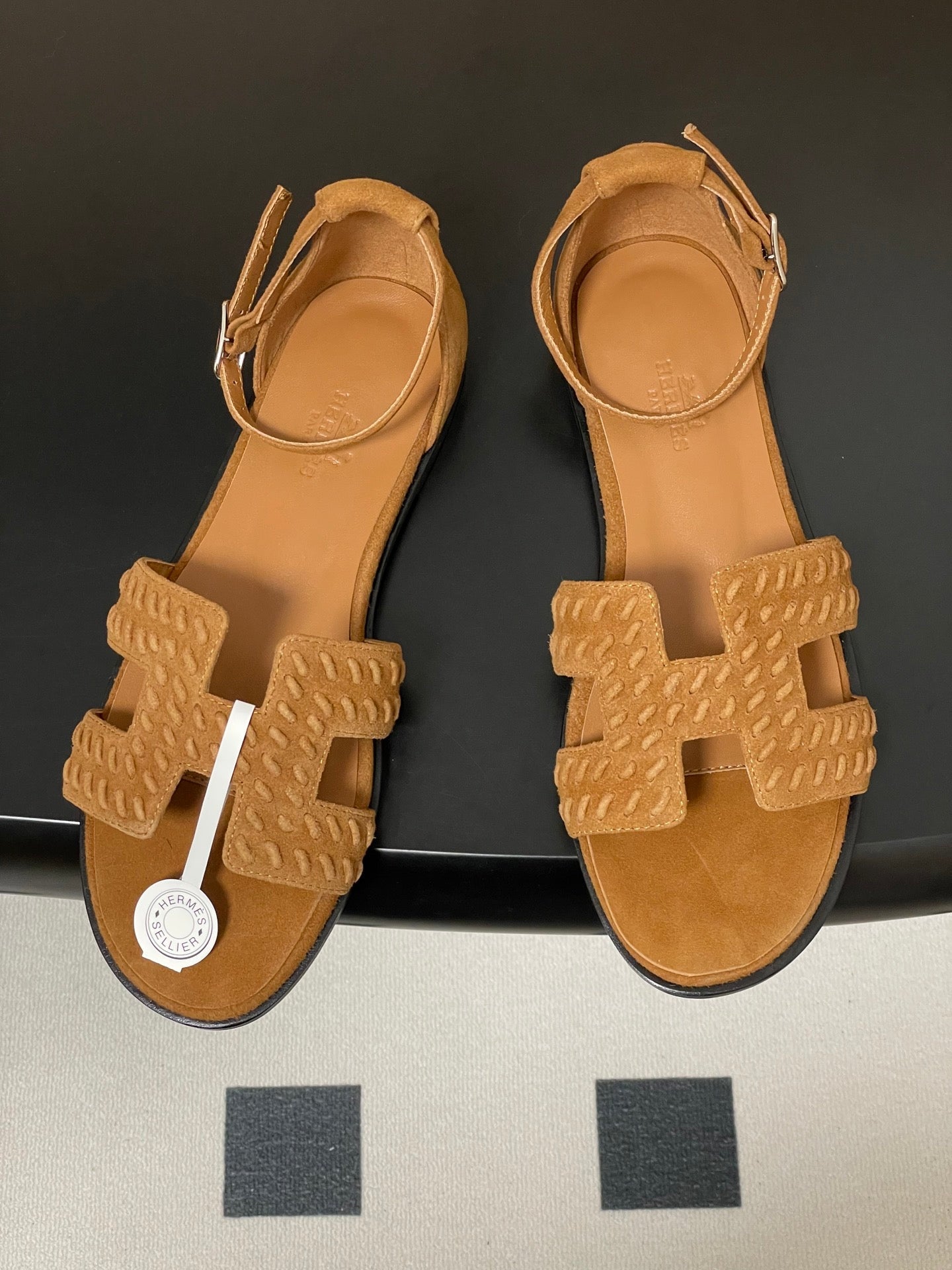 HM 25S SANTORINI SANDAL IN BROWN SUEDE AND LAMBSKIN、mysite、Cacoeks