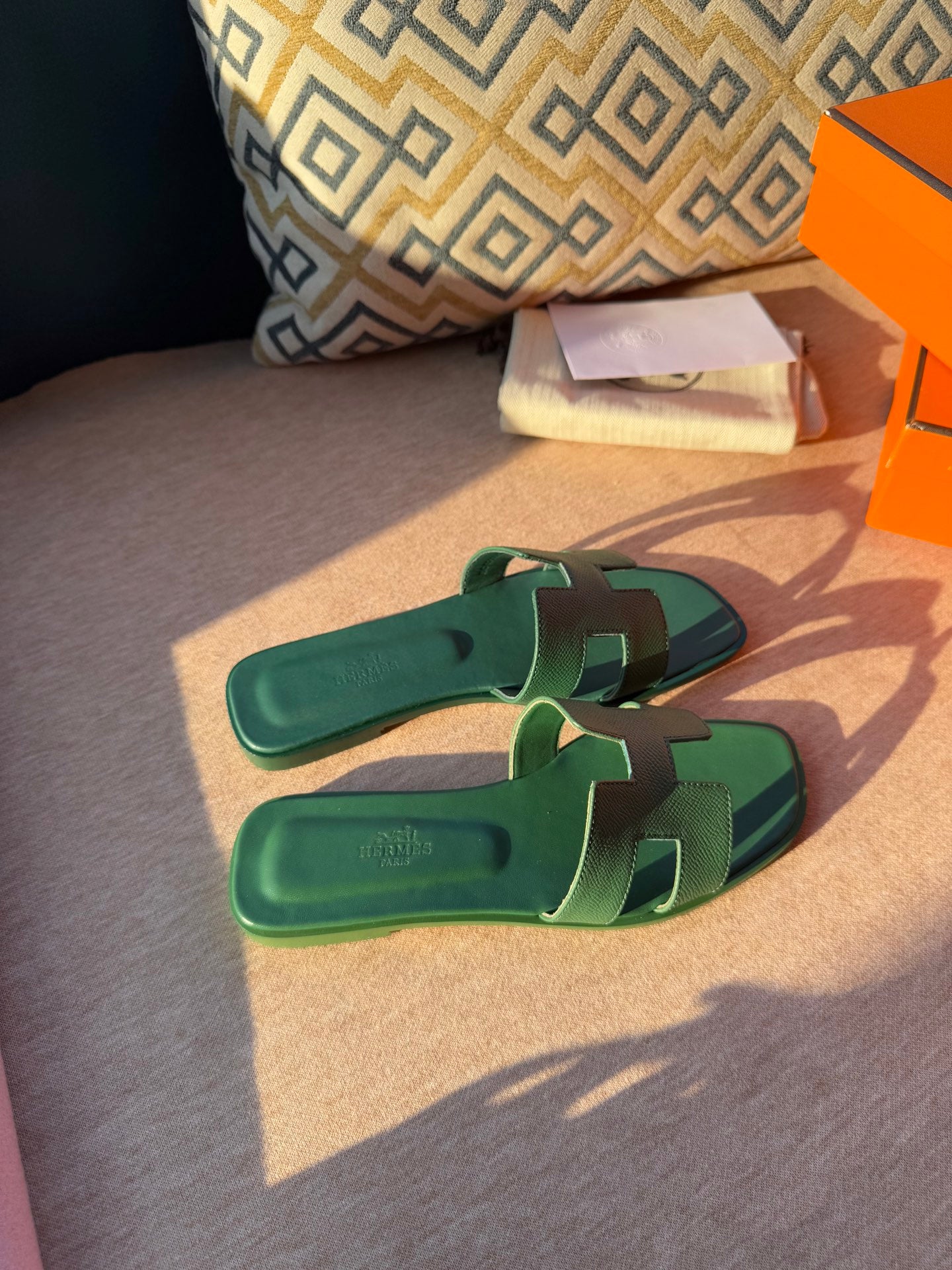 0RAN SANDALS IN HUNTER GREEN CALFSKIN、mysite、Cacoeks
