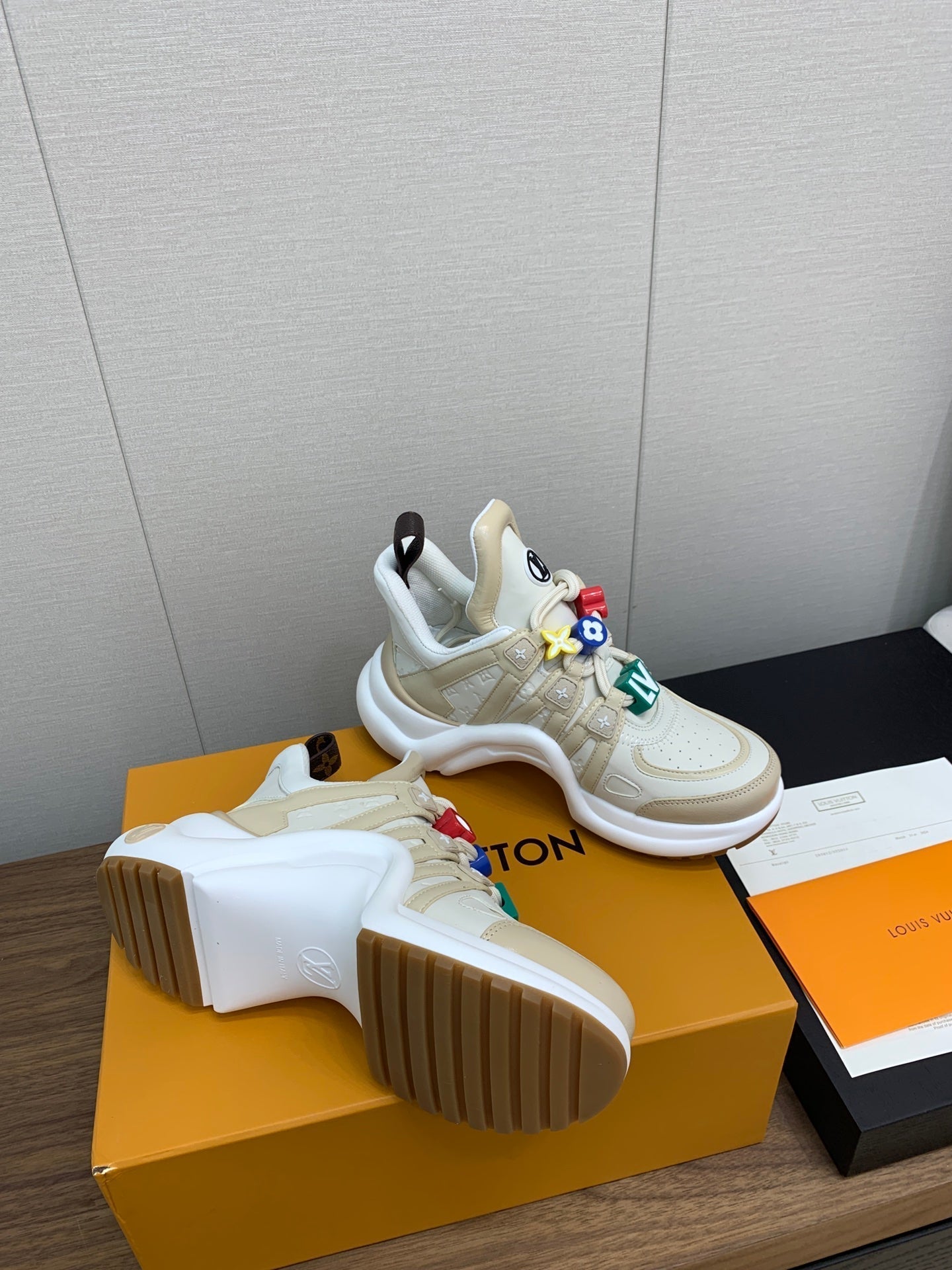 LV ARCHLIGHT SNEAKER BEIGE MIX CAMEL BROWN CALFSKIN、mysite、Cacoeks