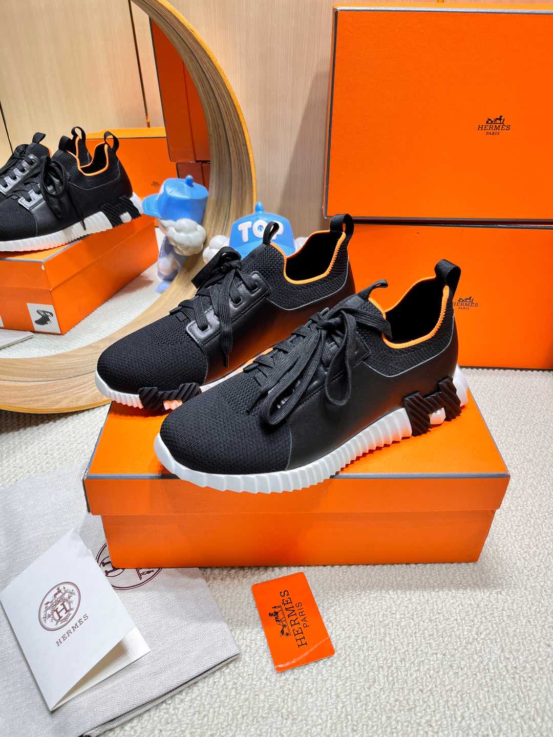 DEPART SLIP-ON SNEAKER IN BLACK MIX WHITE KNIT AND CALFSKIN、mysite、Cacoeks