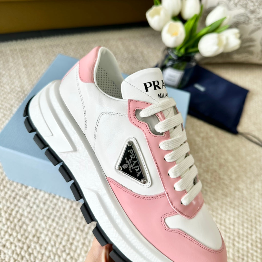 PRA THICK SOLE SNEAKER WHITE AND PINK CALFSKIN、mysite、Cacoeks