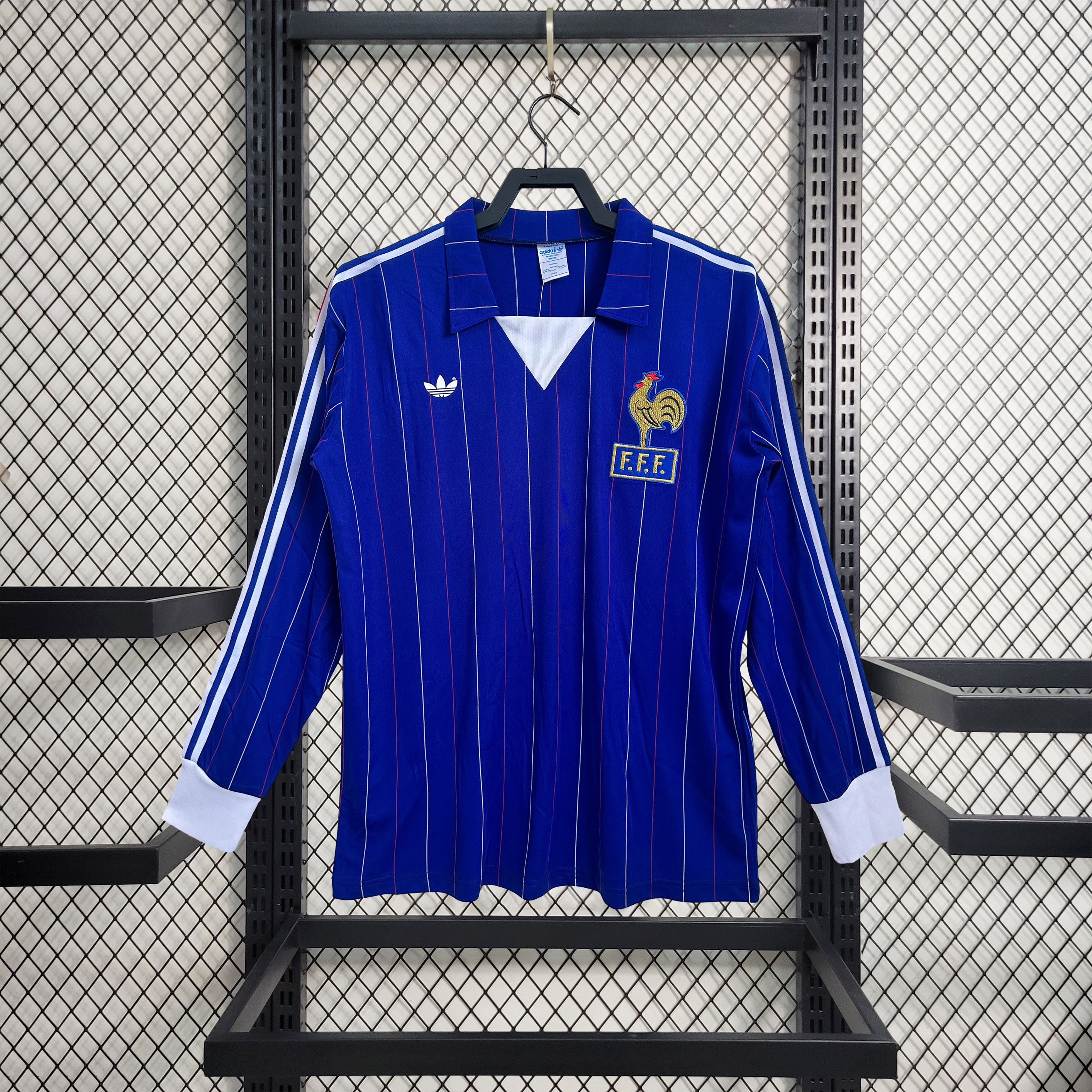 Higojerseys-Retro France 1980-82 Home Long Sleeve Jersey