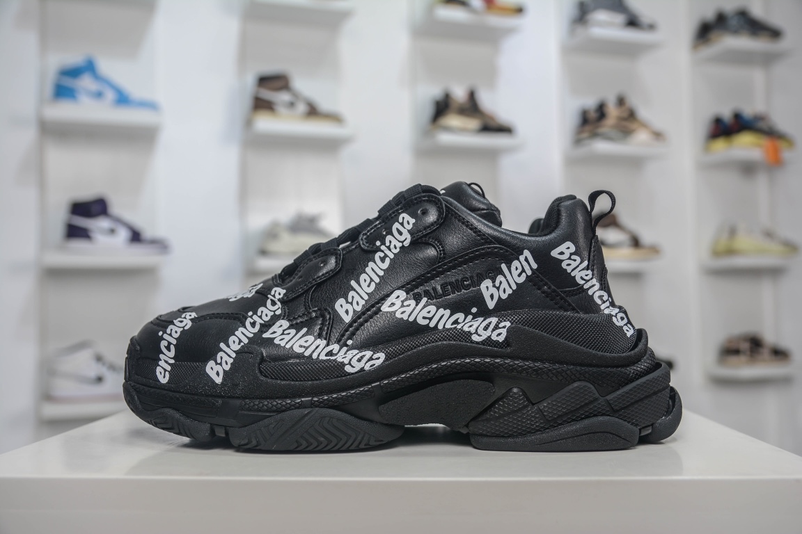 Balenciaga Triple S Logotype Sneaker in Black、mysite、Cacoeks