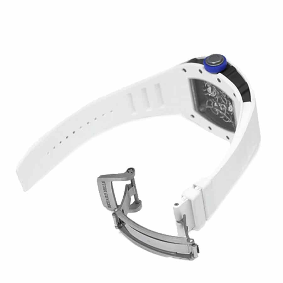richard mille rm55 kv white ceramic bubba watson japan blue skeleton