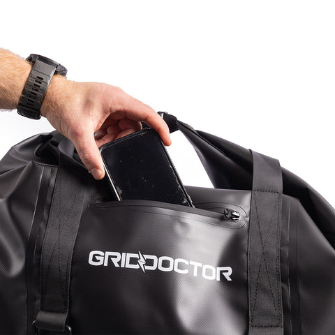 A electronic device being stored safely in the Large Faraday Bag.