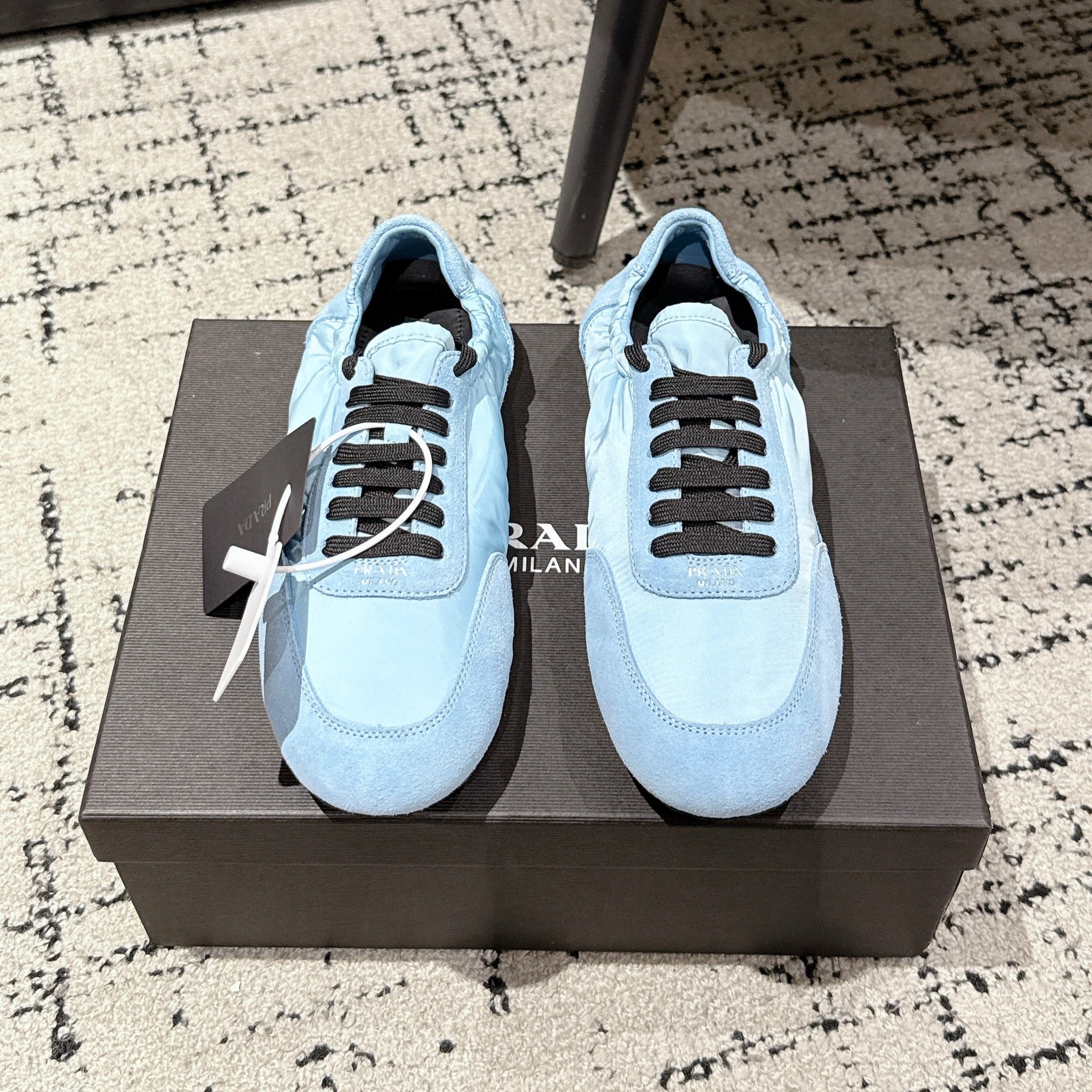 PRADA 25S COLLAPSE SNEAKERS IN LIGHT BLUE RE NYLON AND SUEDE、mysite、Cacoeks