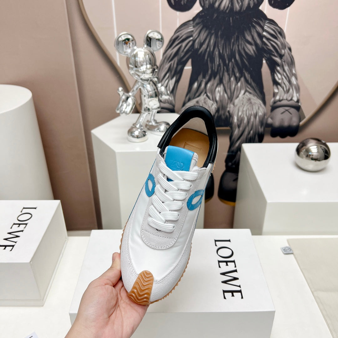 FLOW RUNNER SNEAKER IN PALE GRAY MIX BLUE SUEDE AND SHEEPSKIN、mysite、Cacoeks