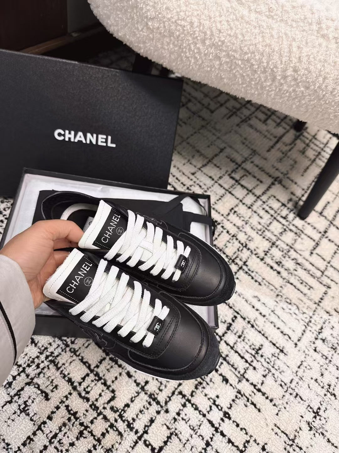 TRAINERS SNEAKER IN BLACK CALFSKIN AND SUEDE、mysite、Cacoeks