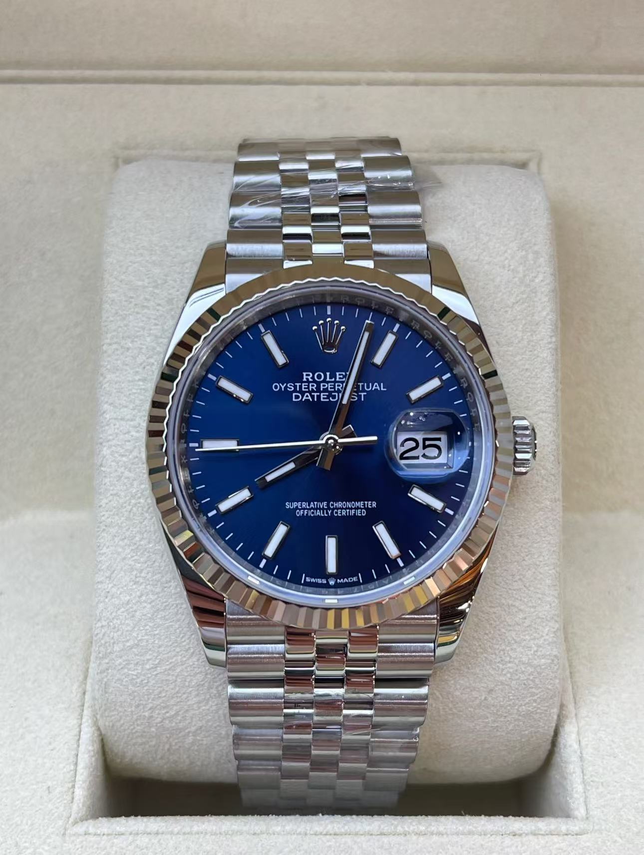 Rolex Datejust SteelJubilee Blue Dial 36mm Super Clone SwissReplica Watch Ref 126234丨3235 Swiss Movement